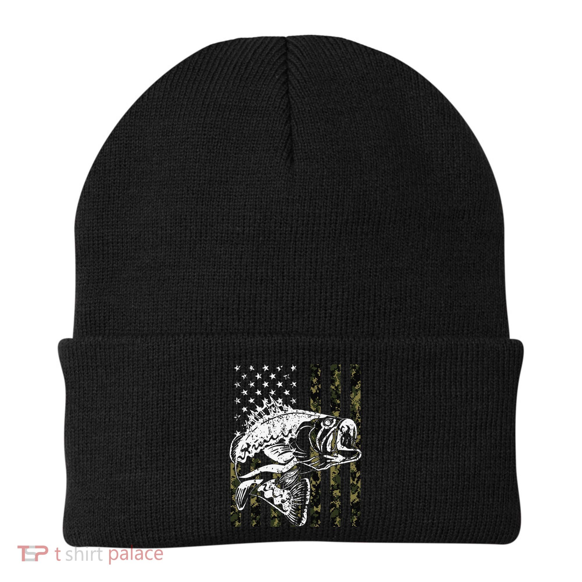 Fishing Camouflage American Flag Fisherman Beanie