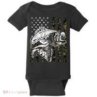 Fishing Camouflage American Flag Fisherman Baby Bodysuit thumb 0