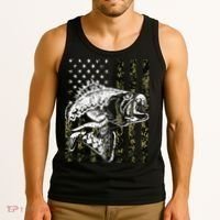 Fishing Camouflage American Flag Fisherman Tank Top thumb 3