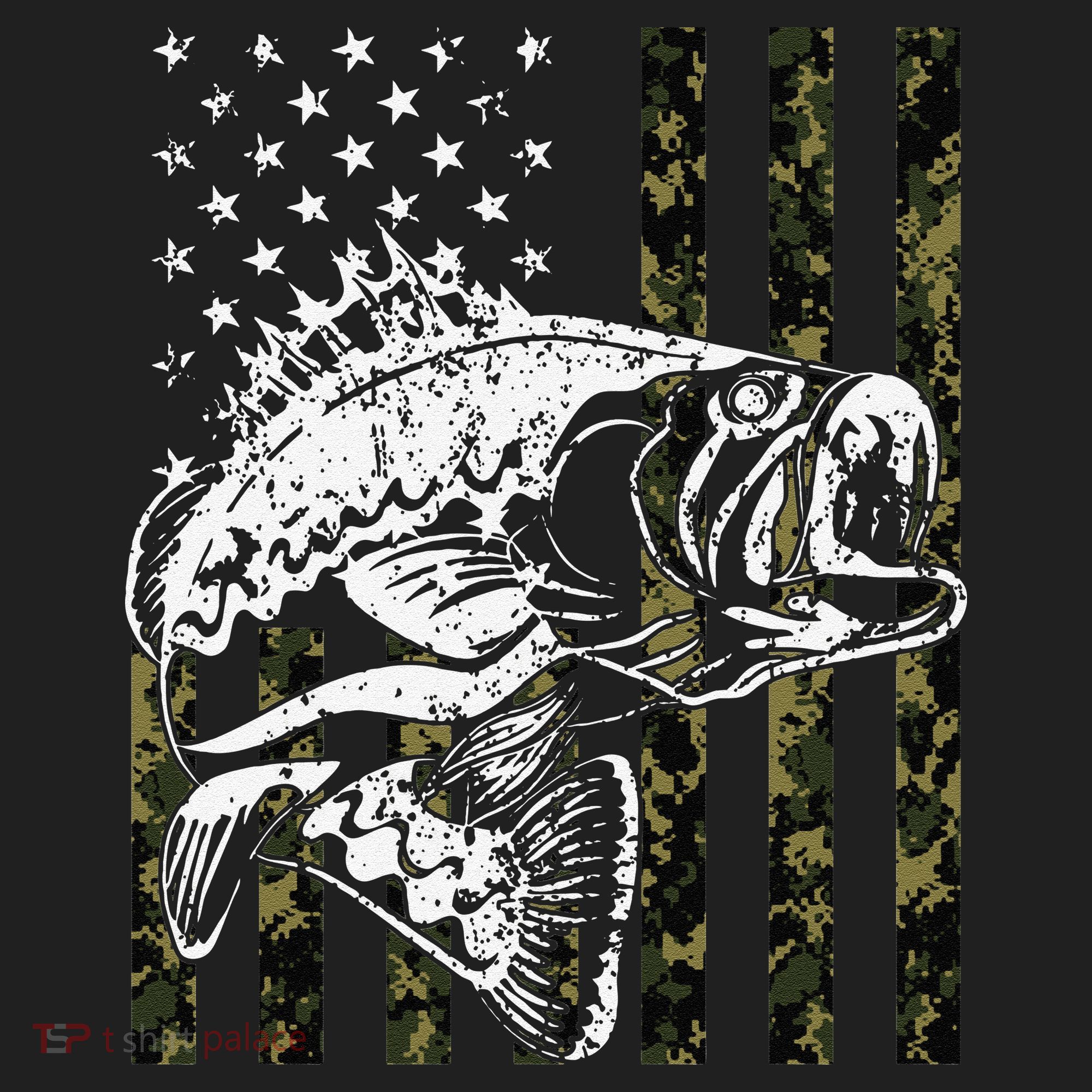 Fishing Camouflage American Flag Fisherman Golf Towel