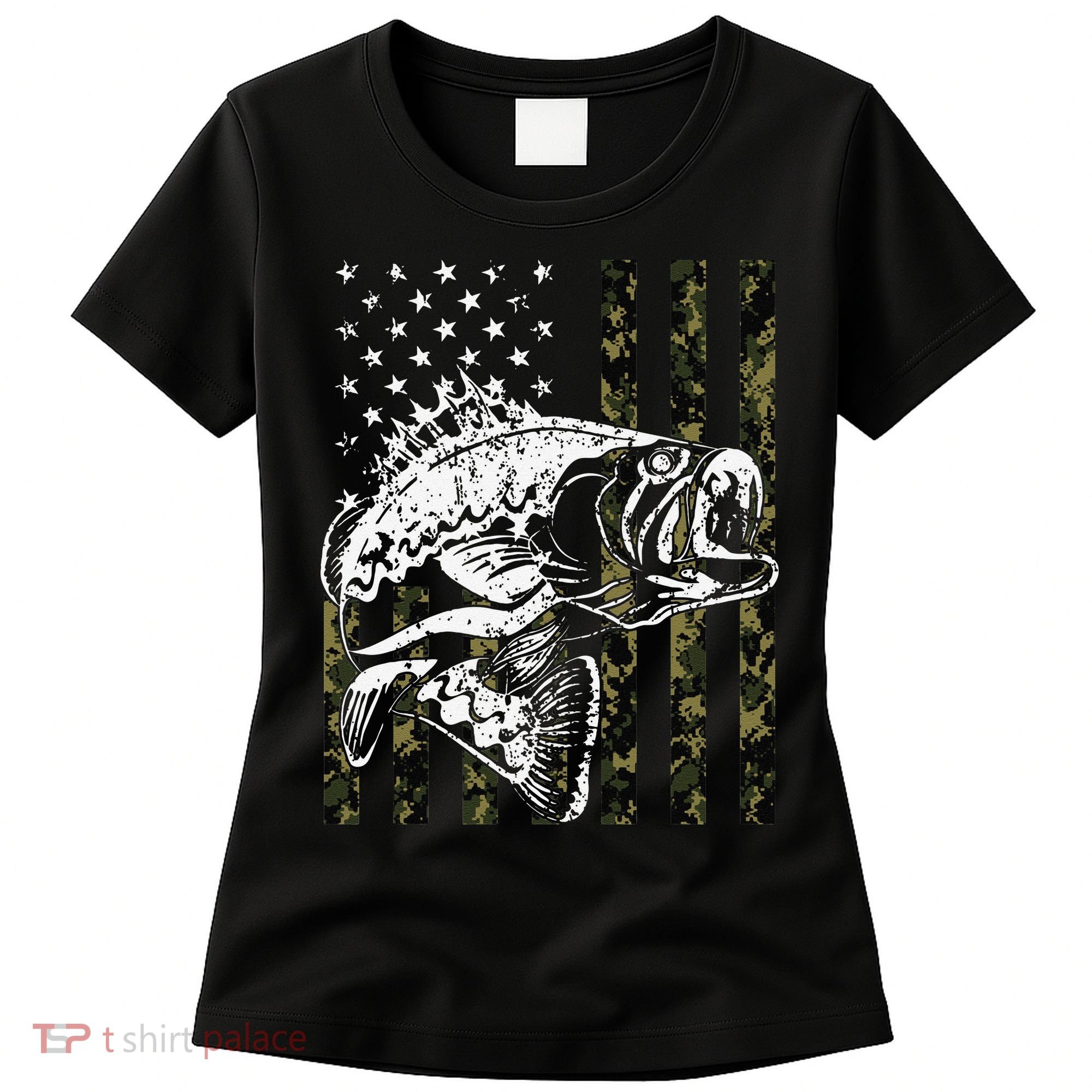 Fishing Camouflage American Flag Fisherman Women's T-Shirt