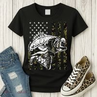 Fishing Camouflage American Flag Fisherman Women's T-Shirt thumb 3