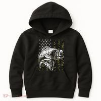 Fishing Camouflage American Flag Fisherman Kids Hoodie thumb 0