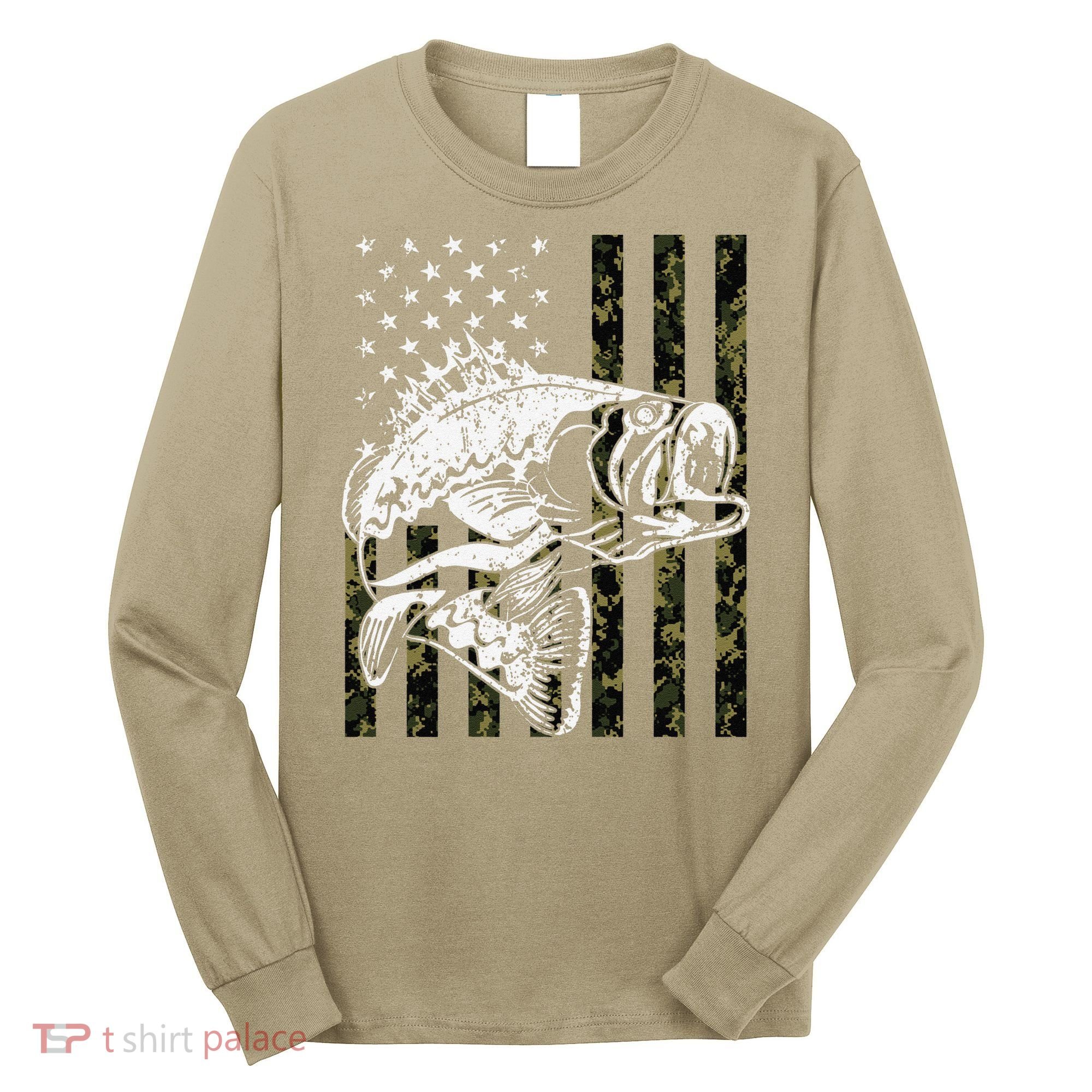 Fishing Camouflage American Flag Fisherman Long Sleeve Shirt