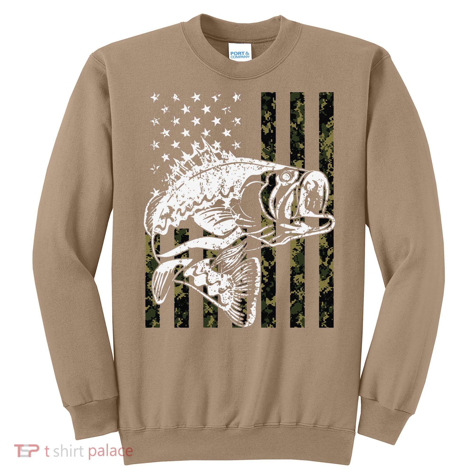 Fishing Camouflage American Flag Fisherman Sweatshirt