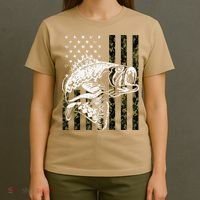 Fishing Camouflage American Flag Fisherman T-Shirt thumb 4
