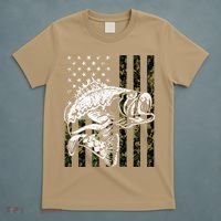 Fishing Camouflage American Flag Fisherman T-Shirt thumb 5