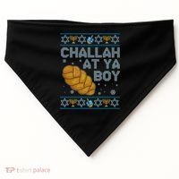 Funny Challah At Ya Boy Ugly Hanukkah Sweater USA-Made Doggie Bandana thumb 0