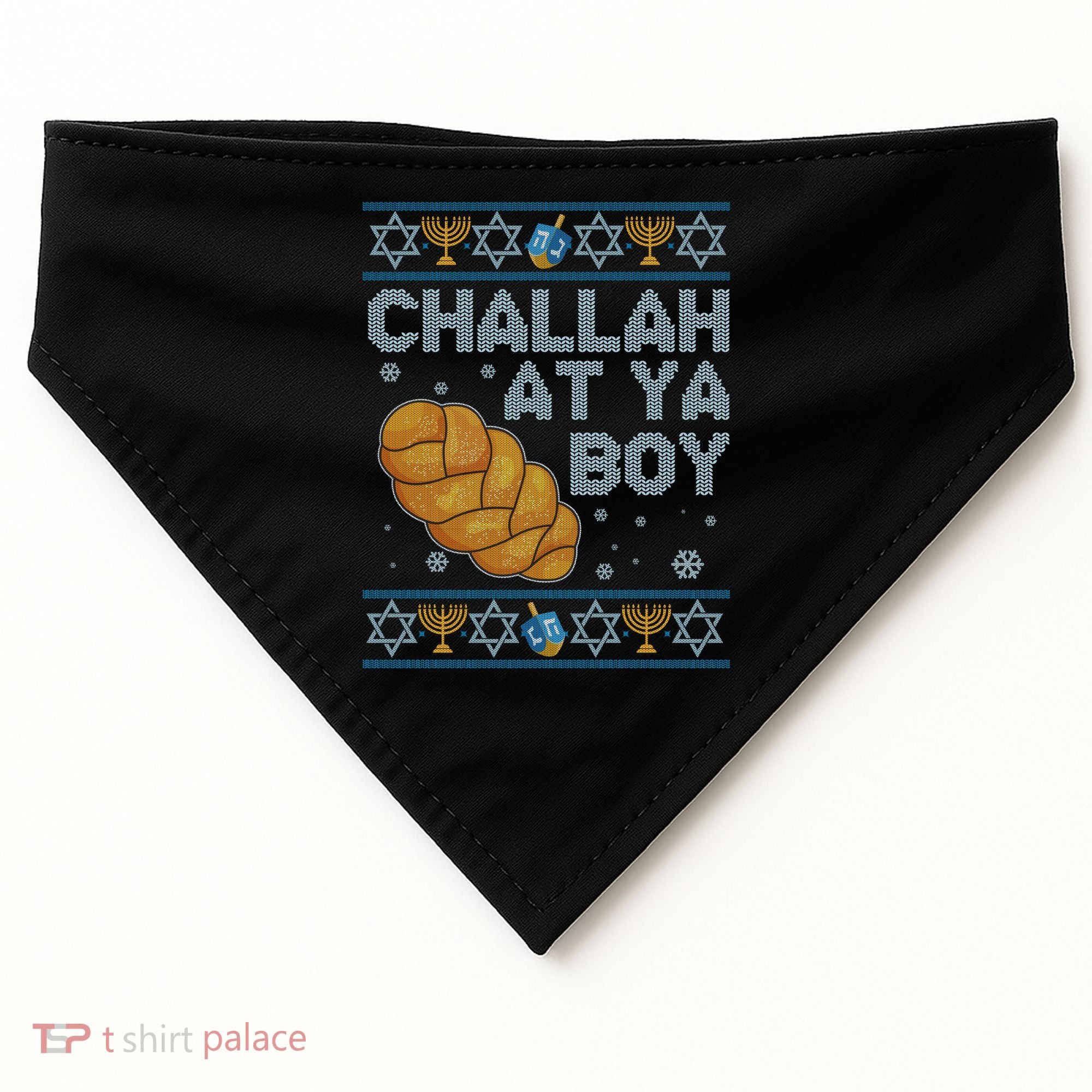 Funny Challah At Ya Boy Ugly Hanukkah Sweater USA-Made Doggie Bandana