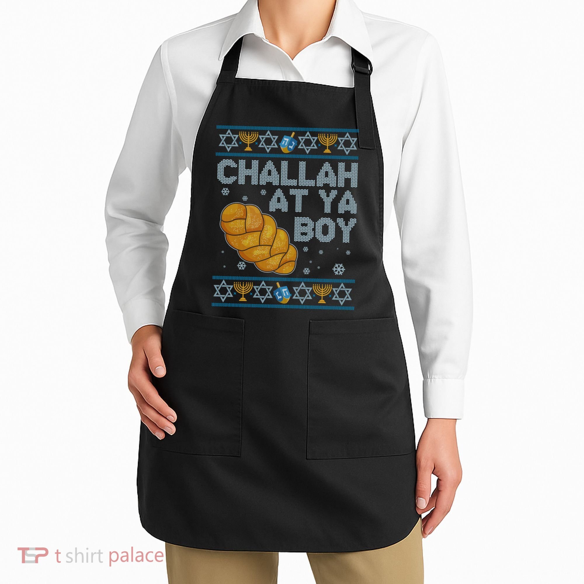 Funny Challah At Ya Boy Ugly Hanukkah Sweater Apron