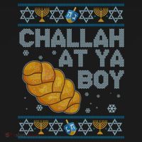 Funny Challah At Ya Boy Ugly Hanukkah Sweater Apron thumb 3