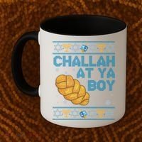 Funny Challah At Ya Boy Ugly Hanukkah Sweater Coffee Mug thumb 2