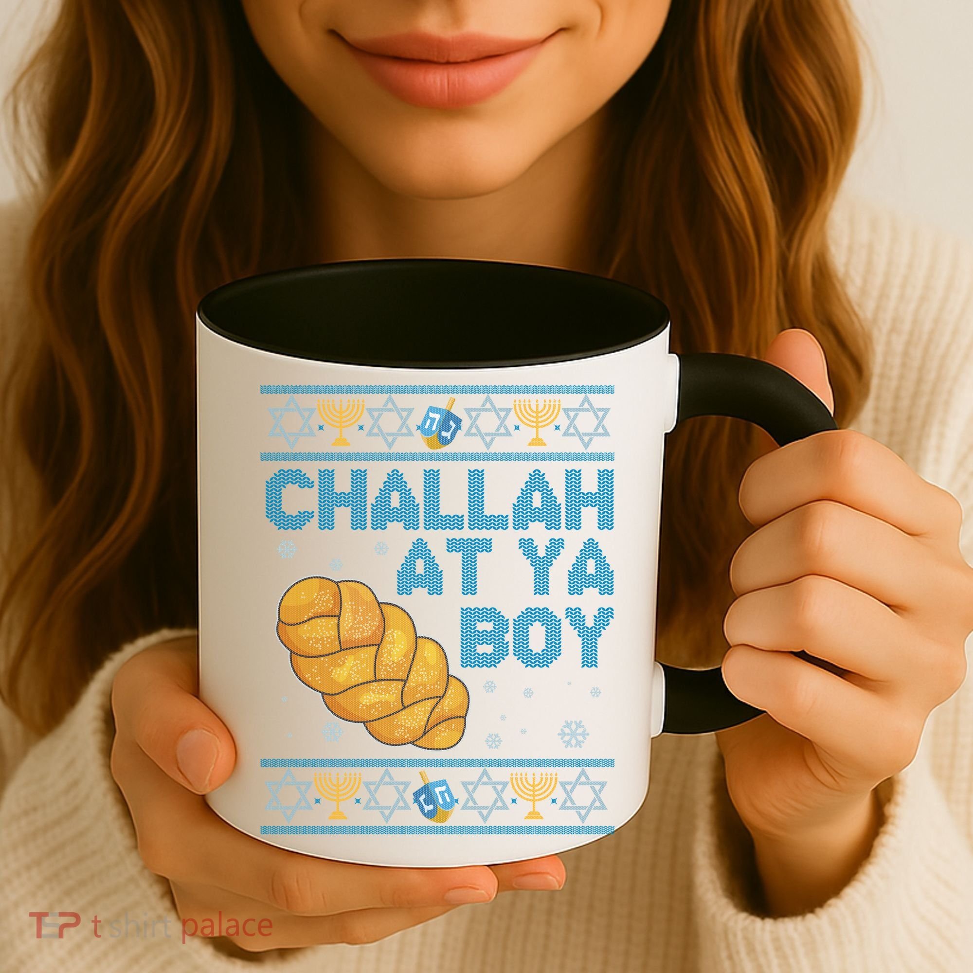 Funny Challah At Ya Boy Ugly Hanukkah Sweater Coffee Mug