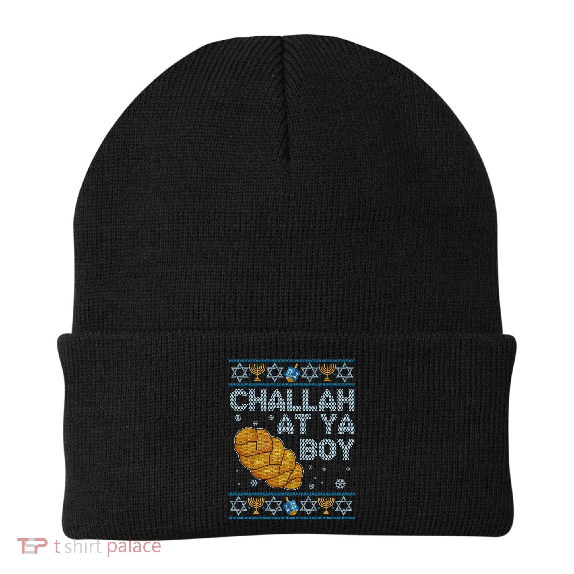 Funny Challah At Ya Boy Ugly Hanukkah Sweater Beanie