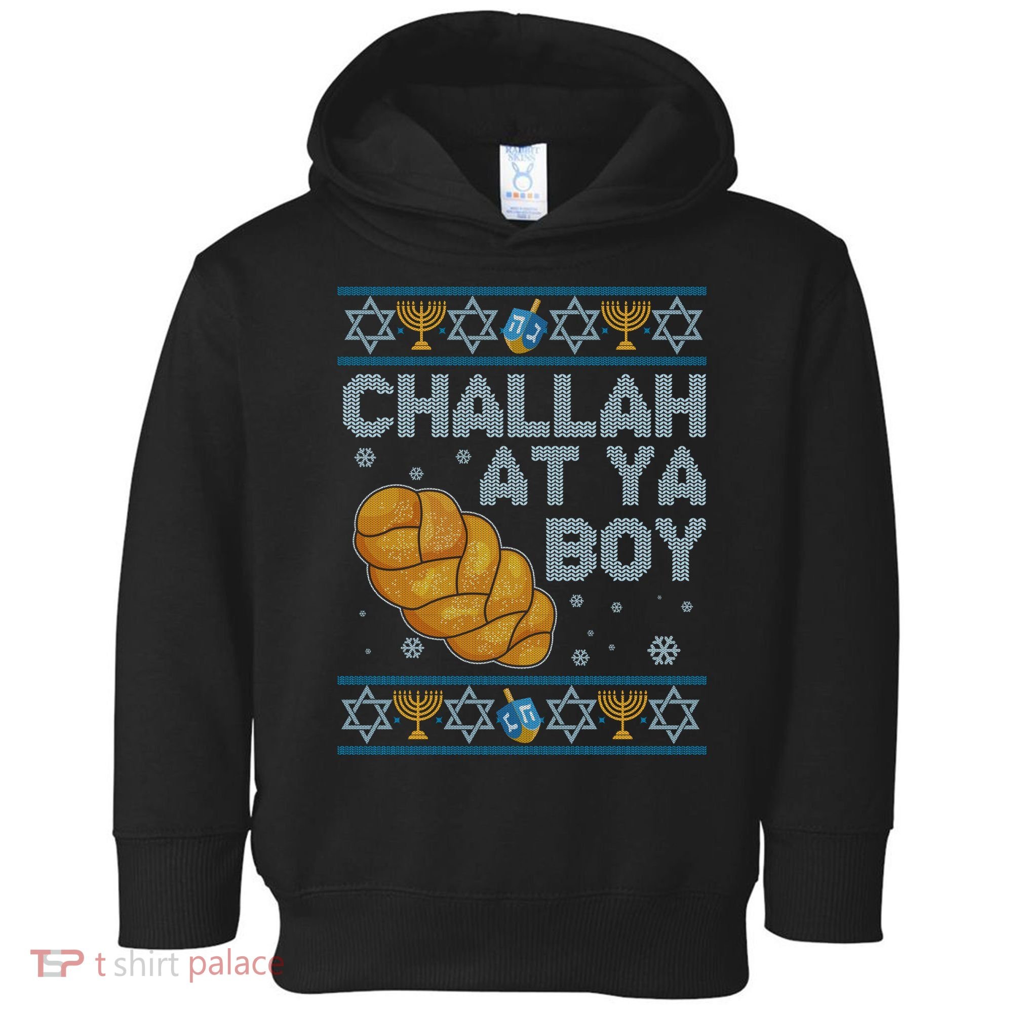 Funny Challah At Ya Boy Ugly Hanukkah Sweater Toddler Hoodie