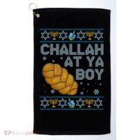 Funny Challah At Ya Boy Ugly Hanukkah Sweater Golf Towel thumb 0