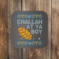 Funny Challah At Ya Boy Ugly Hanukkah Sweater Coaster thumb 0