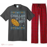 Funny Challah At Ya Boy Ugly Hanukkah Sweater Pajama Set thumb 0