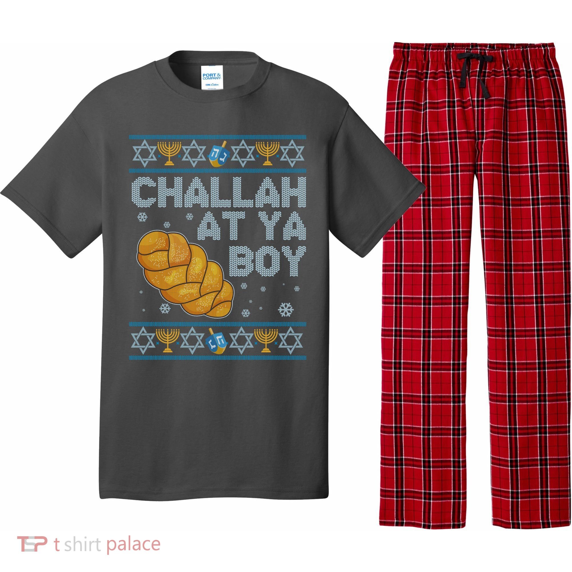 Funny Challah At Ya Boy Ugly Hanukkah Sweater Pajama Set