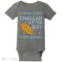 Funny Challah At Ya Boy Ugly Hanukkah Sweater Baby Bodysuit thumb 0