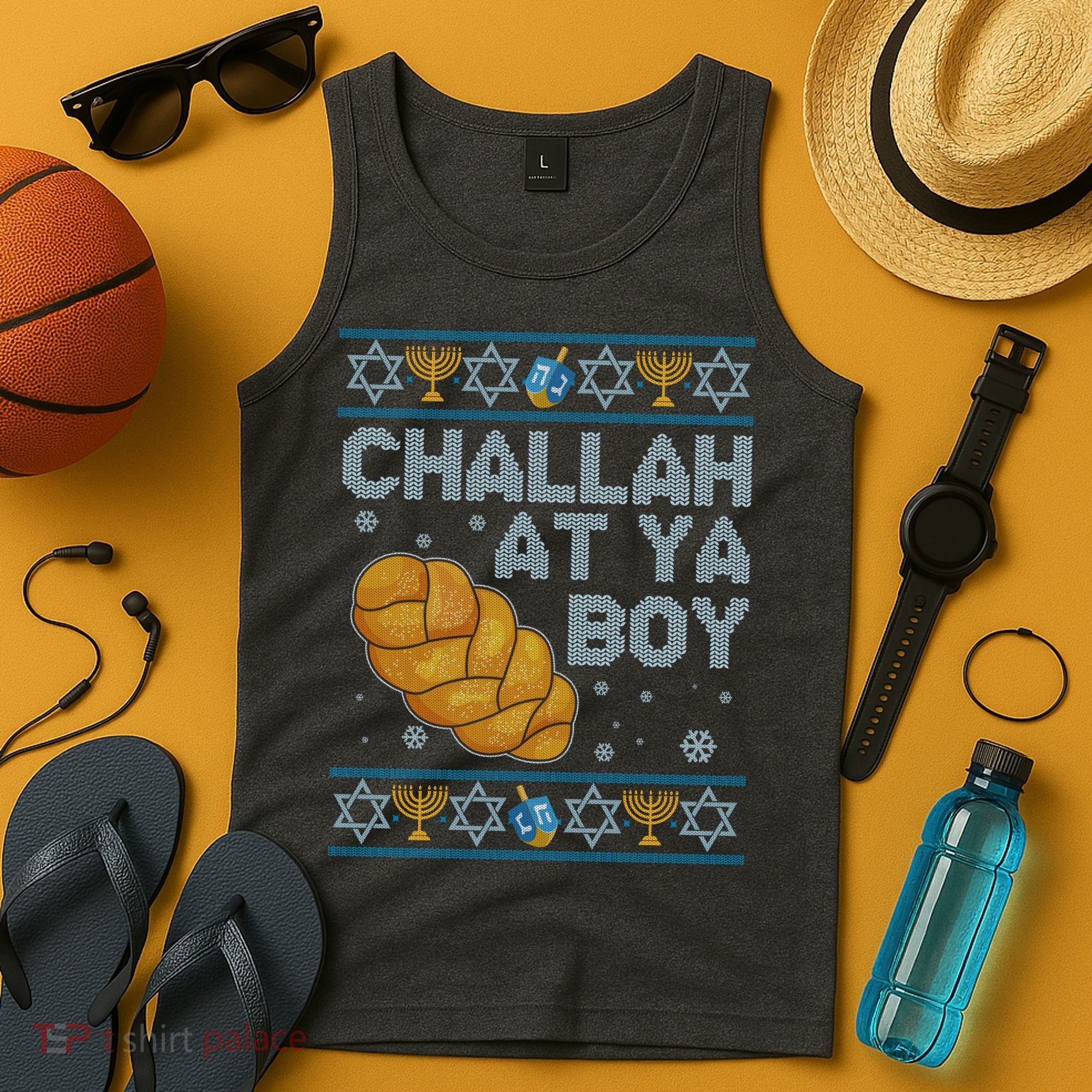 Funny Challah At Ya Boy Ugly Hanukkah Sweater Tank Top