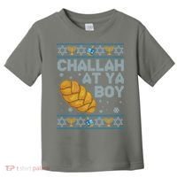 Funny Challah At Ya Boy Ugly Hanukkah Sweater Toddler T-Shirt thumb 0
