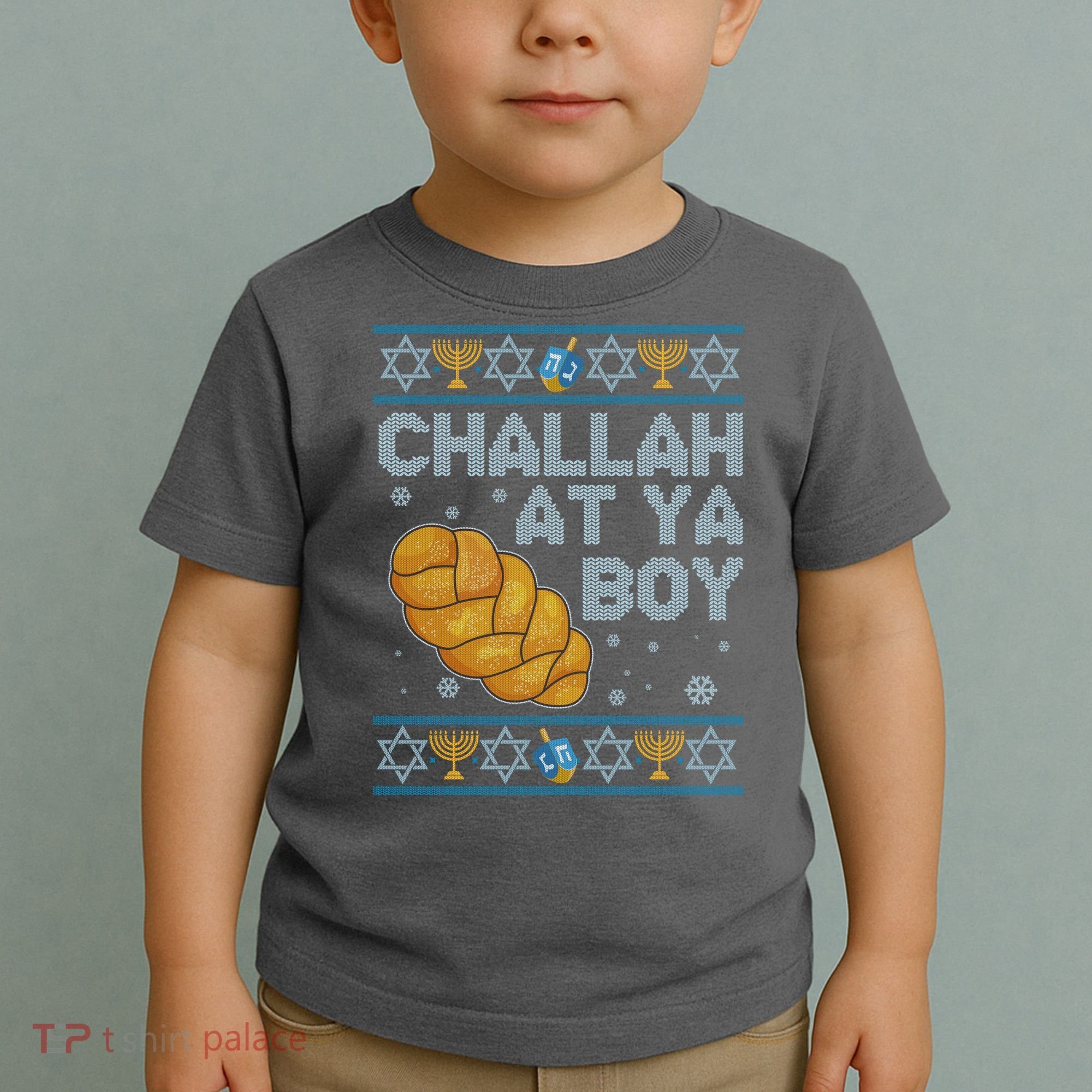 Funny Challah At Ya Boy Ugly Hanukkah Sweater Toddler T-Shirt