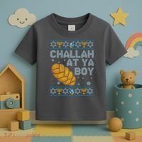 Funny Challah At Ya Boy Ugly Hanukkah Sweater Toddler T-Shirt thumb 3