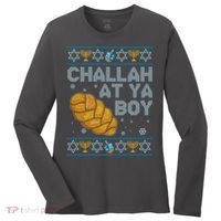 Funny Challah At Ya Boy Ugly Hanukkah Sweater Women's Long Sleeve Shirt thumb 0