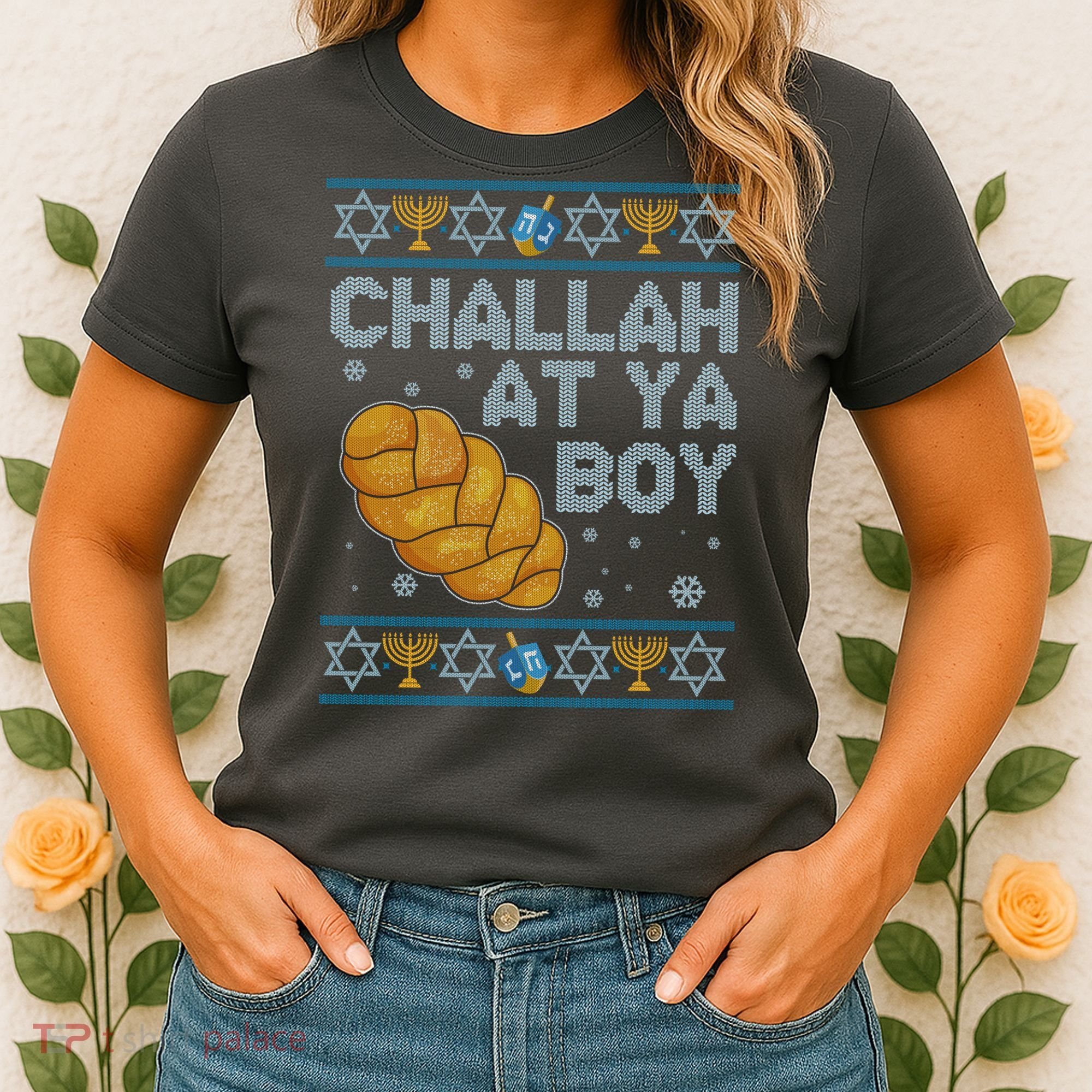 Funny Challah At Ya Boy Ugly Hanukkah Sweater Women's T-Shirt