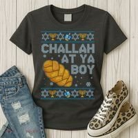 Funny Challah At Ya Boy Ugly Hanukkah Sweater Women's T-Shirt thumb 3