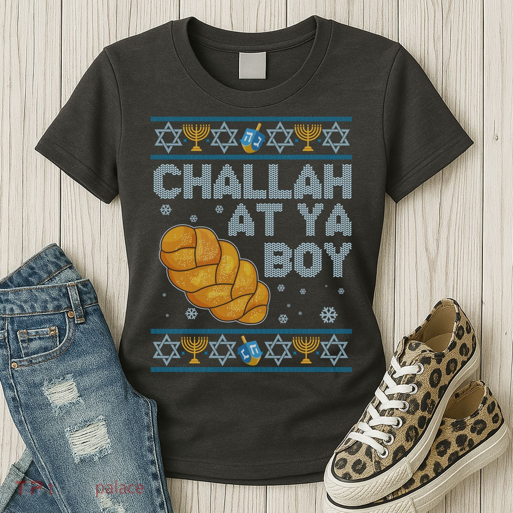 Funny Challah At Ya Boy Ugly Hanukkah Sweater Women's T-Shirt