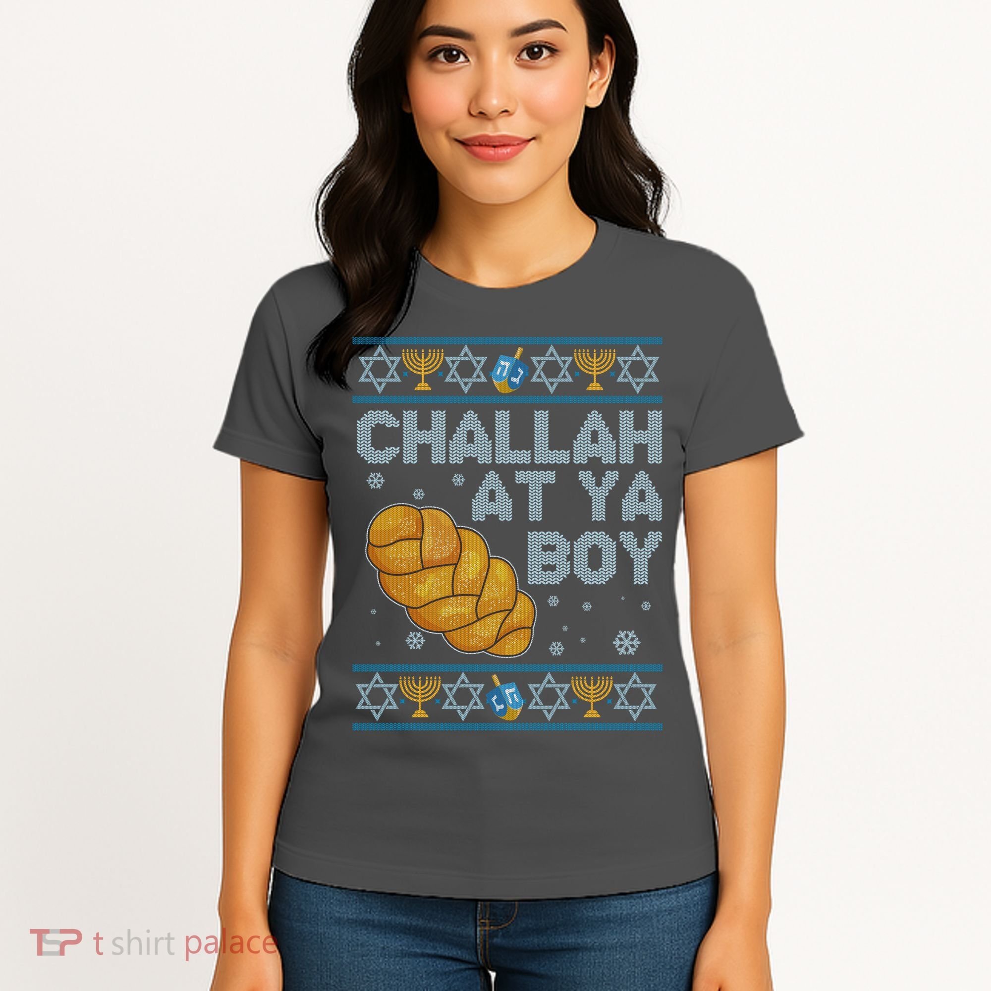 Funny Challah At Ya Boy Ugly Hanukkah Sweater Women's T-Shirt