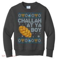 Funny Challah At Ya Boy Ugly Hanukkah Sweater Kids Sweatshirt thumb 0
