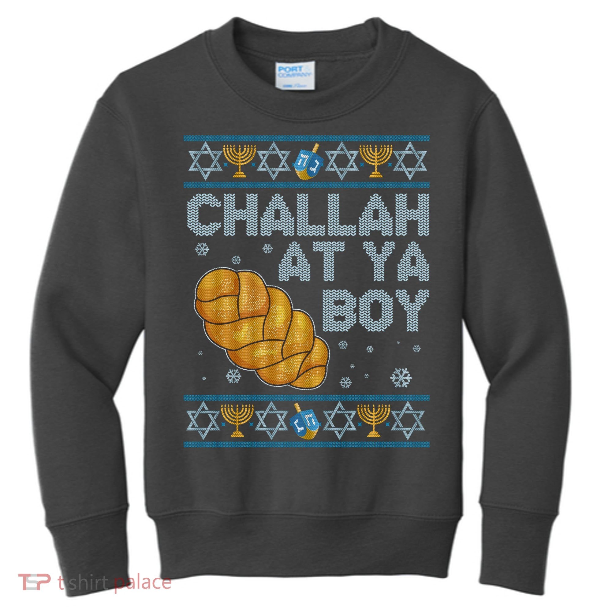 Funny Challah At Ya Boy Ugly Hanukkah Sweater Kids Sweatshirt