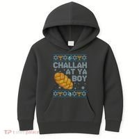 Funny Challah At Ya Boy Ugly Hanukkah Sweater Kids Hoodie thumb 0