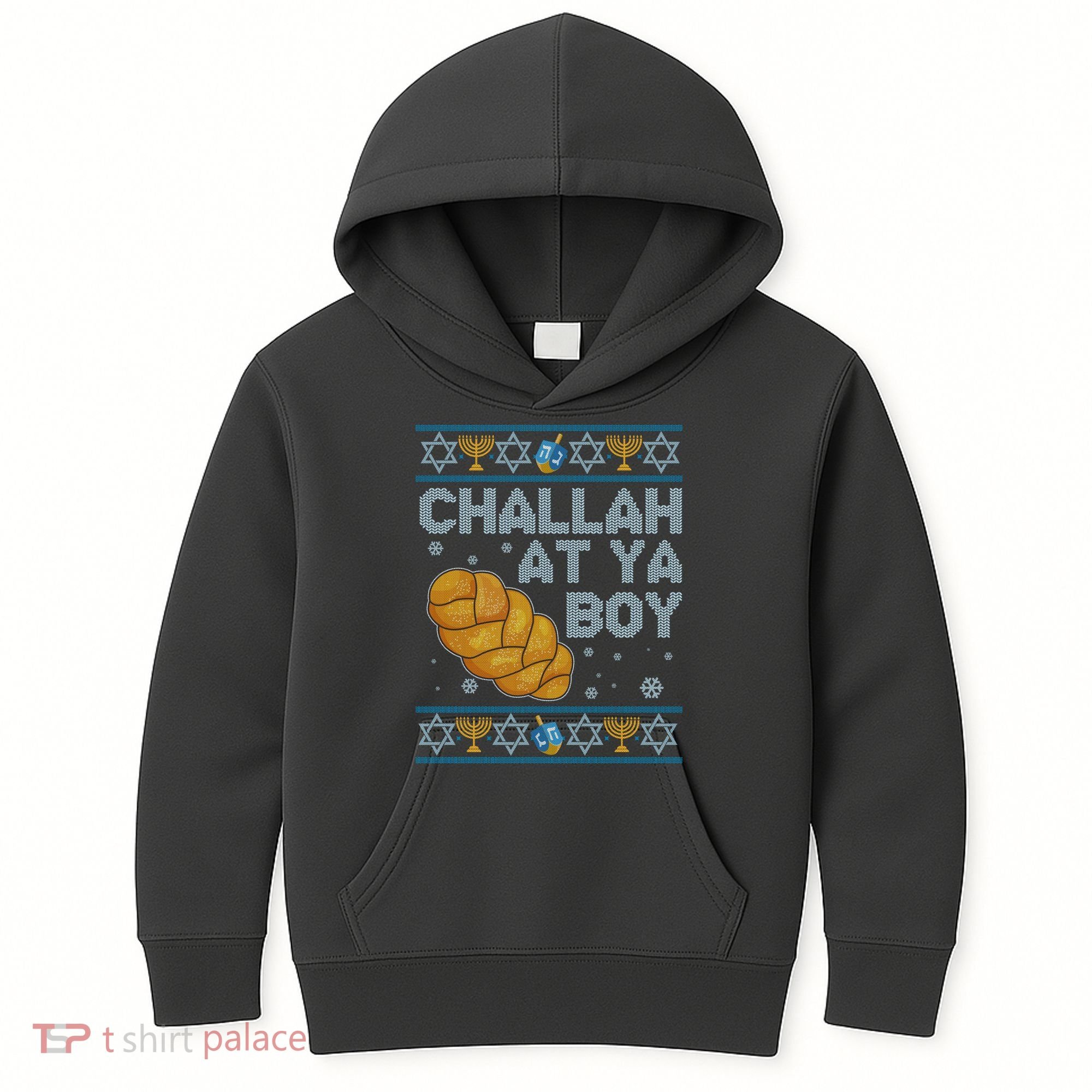 Funny Challah At Ya Boy Ugly Hanukkah Sweater Kids Hoodie