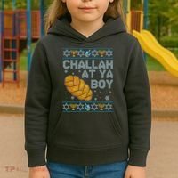 Funny Challah At Ya Boy Ugly Hanukkah Sweater Kids Hoodie thumb 3