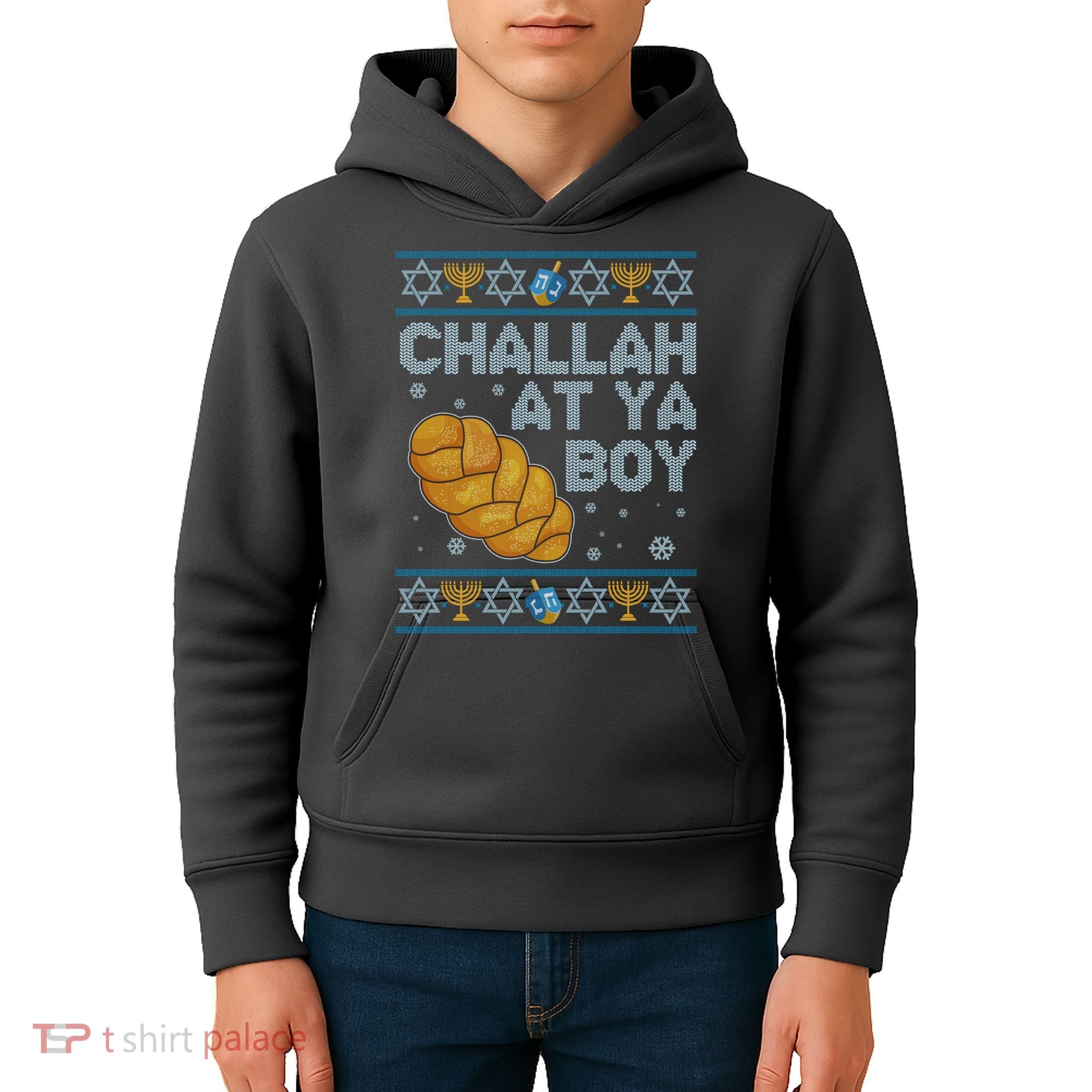 Funny Challah At Ya Boy Ugly Hanukkah Sweater Kids Hoodie