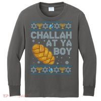Funny Challah At Ya Boy Ugly Hanukkah Sweater Kids Long Sleeve Shirt thumb 0