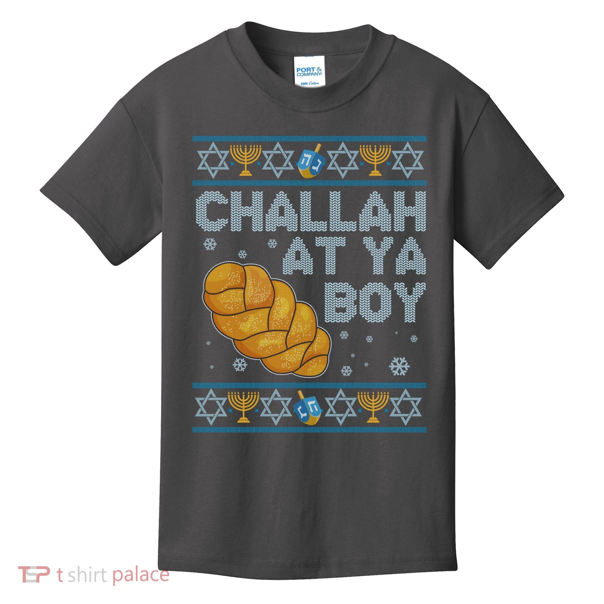 Funny Challah At Ya Boy Ugly Hanukkah Sweater Kids T-Shirt