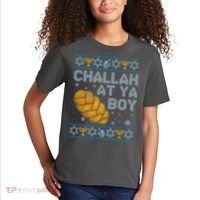 Funny Challah At Ya Boy Ugly Hanukkah Sweater Kids T-Shirt thumb 2