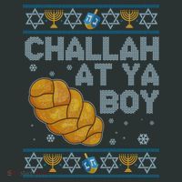 Funny Challah At Ya Boy Ugly Hanukkah Sweater Kids T-Shirt thumb 4