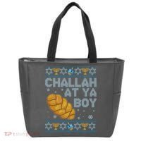 Funny Challah At Ya Boy Ugly Hanukkah Sweater Tote Bag thumb 0