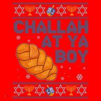 Funny Challah At Ya Boy Ugly Hanukkah Sweater Santa Hat thumb 1
