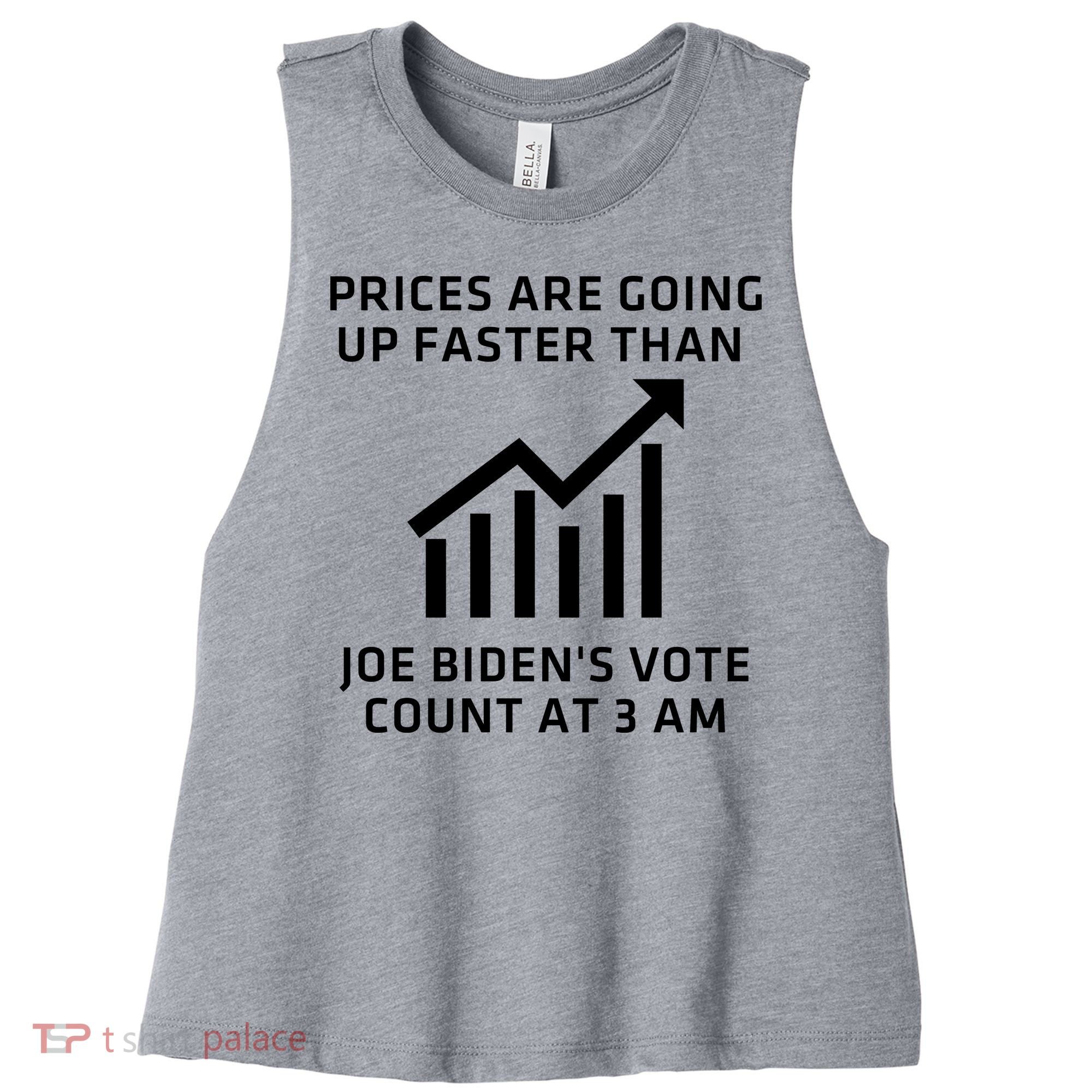 Funny Conservative Anti Joe Biden Inflation Women's Racerback Cropped Tank