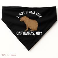 Funny Capybara Art For Rodent Capybara Lover USA-Made Doggie Bandana thumb 0