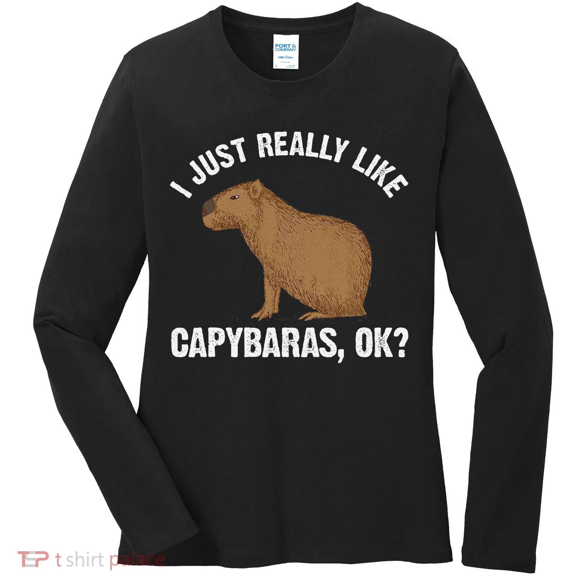 Funny Capybara Art For Rodent Capybara Lover Women's Long Sleeve Shirt