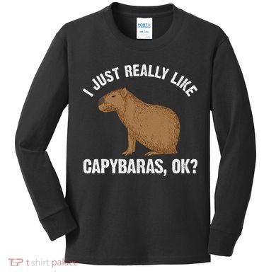 Funny Capybara Art For Rodent Capybara Lover Kids Long Sleeve Shirt