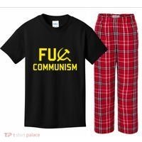 Fu Communism Anti Communist Protest Kids Plaid Pajama Set thumb 0